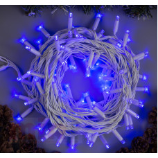 Гирлянда нить 10м. синяя, провод белый, 100 LED, 220В, IP65