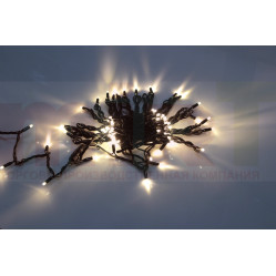 LED-PLR-100-10M-240V-WW/BL-F(W)-W/O, Светодиод. гирлянда влагост. с колпачком на каучук. проводе, 10 м., 100 светодиод. 220 Вольт, БЕЛЫЕ ТЕПЛ