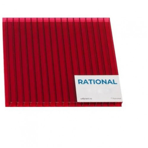Сотовый поликарбонат 10 мм 12000*2100мм Rational (0.99кг/м2) (гранат,1UV)