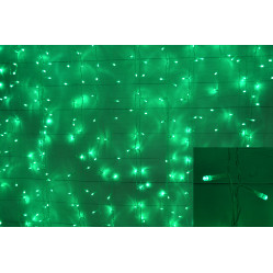 Светодиодный дождь фиксинг LED-XP-3725 2,0*3,0 (зелёные светодиоды/прозрачный провод) соединяемая