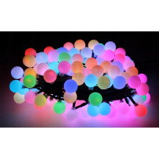 Светодиодная гирлянда с насадками RGB (100 белых шариков 2.5 см) 10 М встроен.контрол. быстр.смена