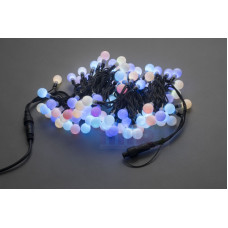 Гирлянда светодиодная LED-PL- 25 мм-100L-240V. Матовые шарики на тёмно-зелёном проводе RGB с контр.