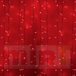 Дождь светодиодный LED-PL-1920-2*1,5M-240V (красные светодиоды/белый провод) соединяемая