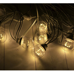 Гирлянда LED-2BL-50CM-10 M-240V WW c насадка прозр. диодными шариками  (20 шт).Тепл.бел/бел.пров.