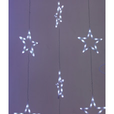 Светодиодный узорный занавес Звёзды, 2*2, белый, прозрачный провод, 20 звёзд