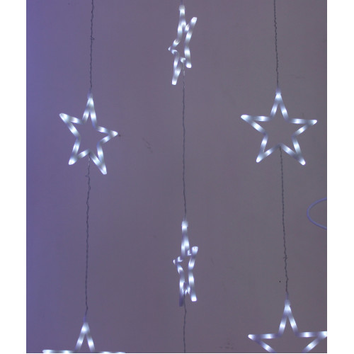 Светодиодный узорный занавес Звёзды, 2*2, белый, прозрачный провод, 20 звёзд