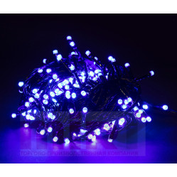 Гирлянда с повышенной степ. защиты LED-PLR-10M-240V-B/DG син. на тем. зел. пров, 10 м(с компл.подкл)