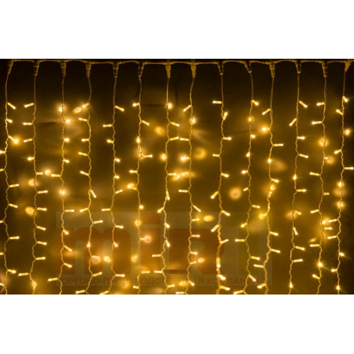 Светодиодный дождь LED-PLS-3720 2,0*3,0 (белые светодиоды/черный провод) соединяемая