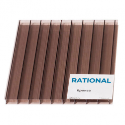 Сотовый поликарбонат 10 мм 12000х2100 мм Rational (0.99 кг/м2) (02 бронза, 1 UV)